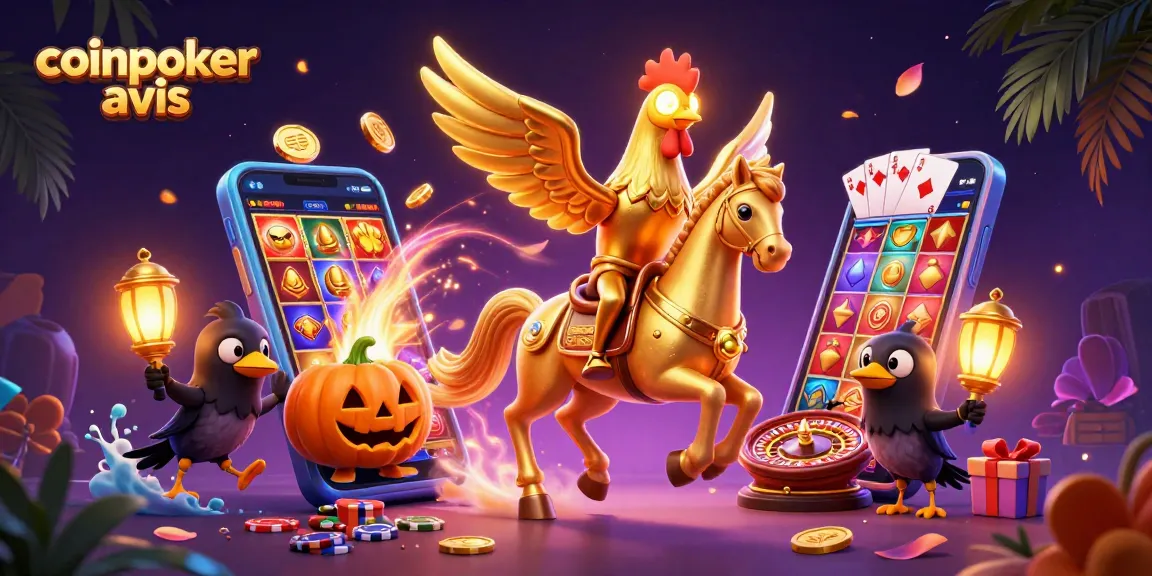 Le vibrant univers de casino de CoinPoker avis, mettant en avant un jeu de poker unique et des éléments de machine à sous.
