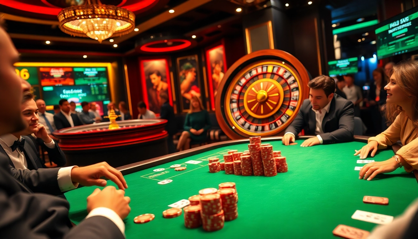 Experience thrilling poker action at https://mm88.today/ with vibrant chips and cards in a luxurious casino setting.