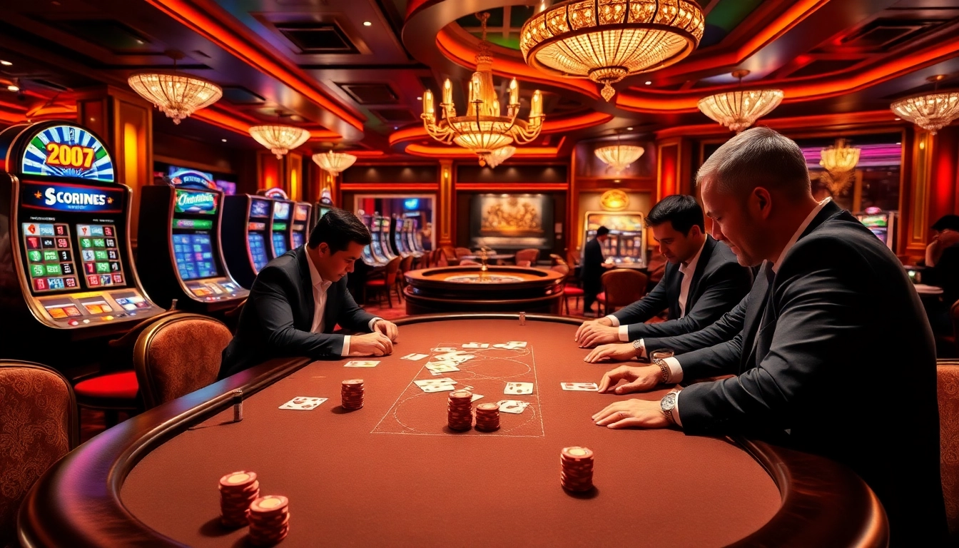 Exciting poker game at a luxury casino atmosphere, reflecting https://www.kjc.global/ experience.