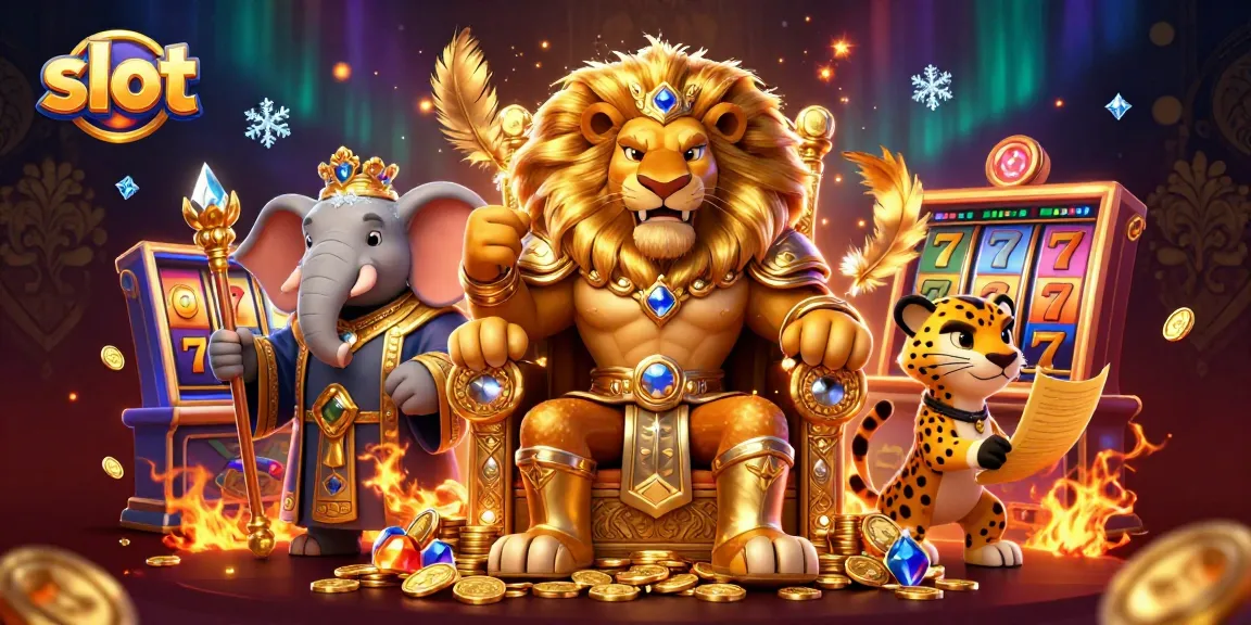 Mainkan slot di kasino sambil ditemani raja singa, gajah bijak, dan cheetah cepat.