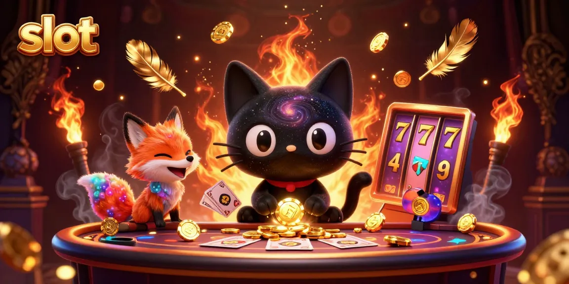 Menangkan slot dengan kucing hitam galaksi dan rubah nebula yang mengumpulkan chip emas di meja kasino.