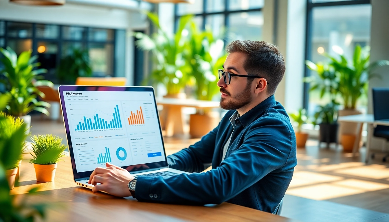 Optimize your SEO performance with data-driven strategies showcased in a modern workspace.