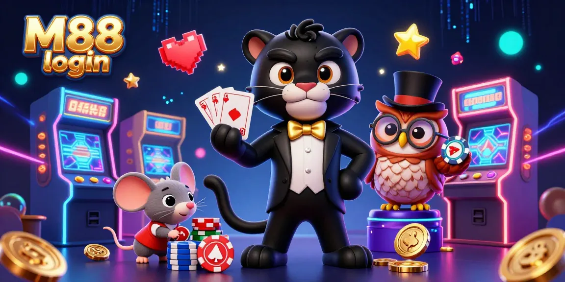 Experience M88 login in style as the panther deals cards surrounded by casino excitement.