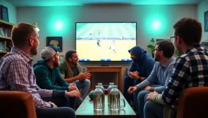 Engaging mood with sports enthusiasts in online sportsbooks South Carolina setting, showcasing excitement and community.