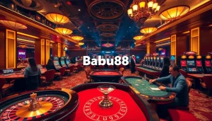 Experience the excitement of Babu88 casino with vibrant gaming and luxurious decor.