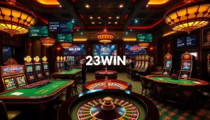 Engage with the dynamic gaming experience on the trang chủ 23win, featuring high-quality casino tables and vibrant slot machines.