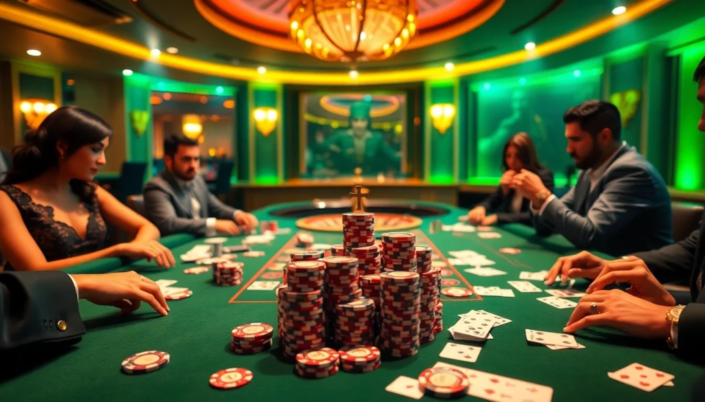 Experience thrilling gameplay at 79king com with luxurious poker tables and vibrant casino elements.