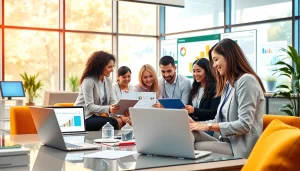 展示专业人士使用 WPS Office 工具提升团队协作与生产力的动态办公场景。