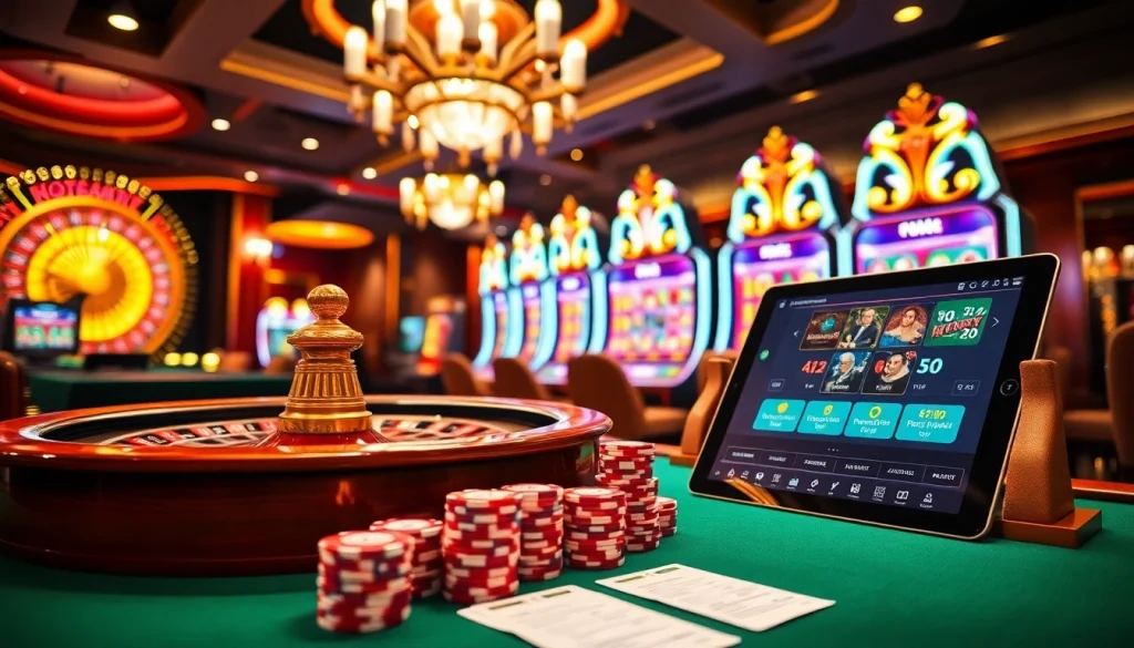 Nohu90 offers a thrilling casino experience with vibrant slot machines and poker chips.