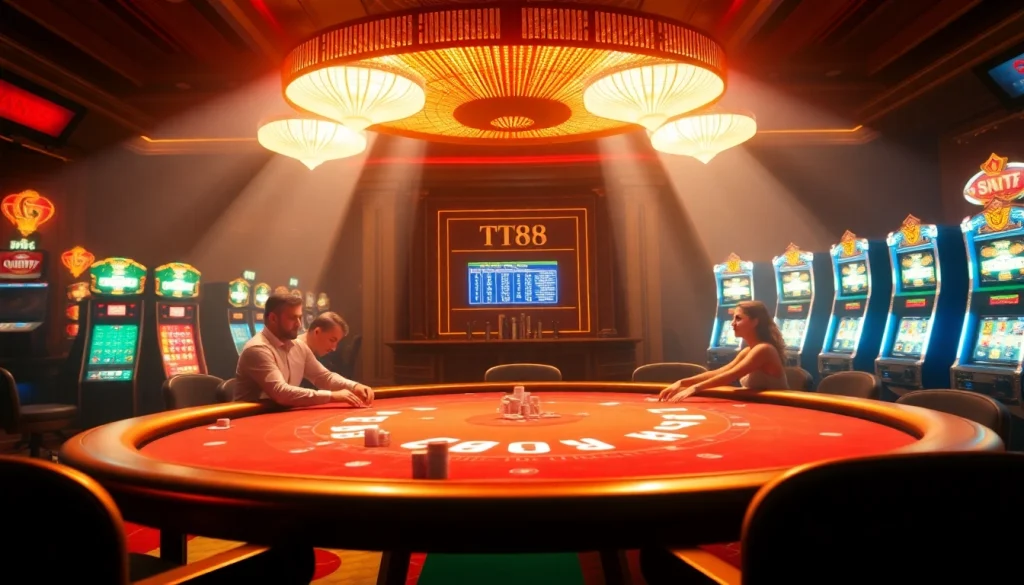 Experience the excitement of high-stakes gaming with the TT88 as part of a vibrant casino atmosphere.