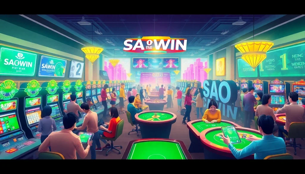 Trải nghiệm trò chơi trực tuyến đầy kịch tính tại SAOWIN với các máy đánh bạc sống động và người chơi tham gia.