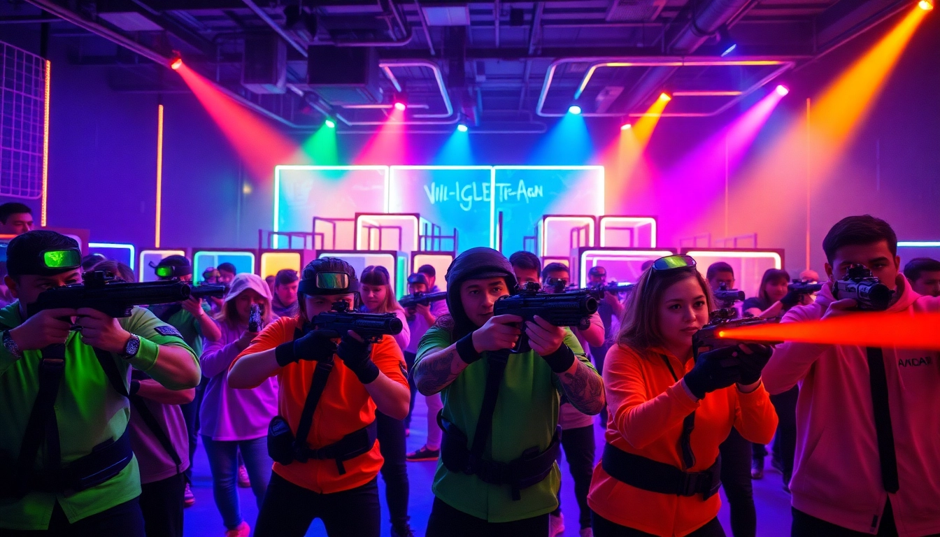 Experience thrilling Laser tag action in a vibrant arena full of excitement and competitive spirit.