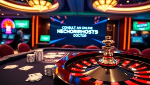 Experience the excitement of an Online hemorrhoid doctor consultation with a casino-themed digital interface.