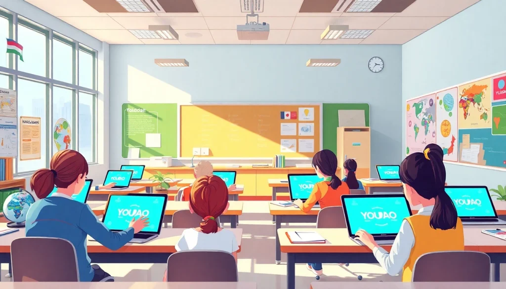 Youdao language learning tools in a modern classroom setting