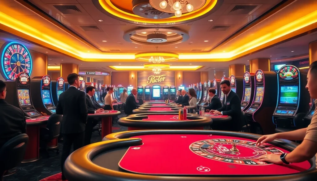 Scooter rijbewijs kopen highlighted in an upscale casino scene featuring poker games.