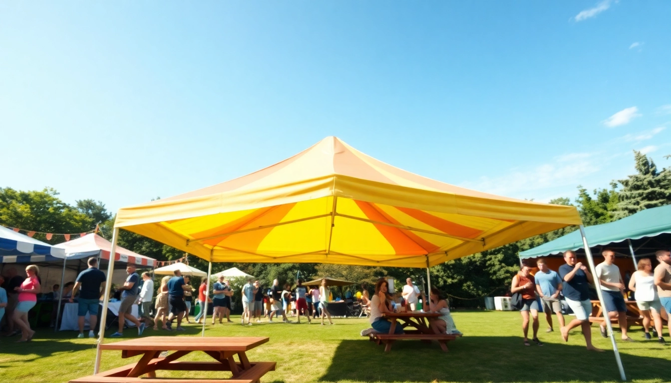 Setting up a pop up canopy during a sunny outdoor event, providing shade. related image