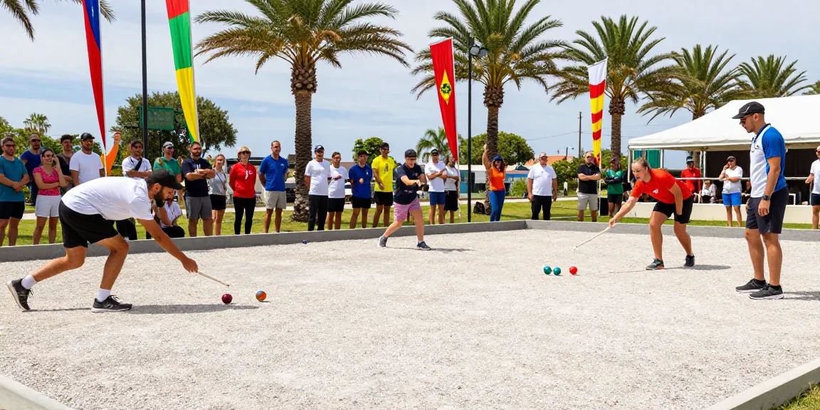 Petanque pertandingan di fopikotabanjarma.org dengan dua tim bersaing dan penonton bersemangat.